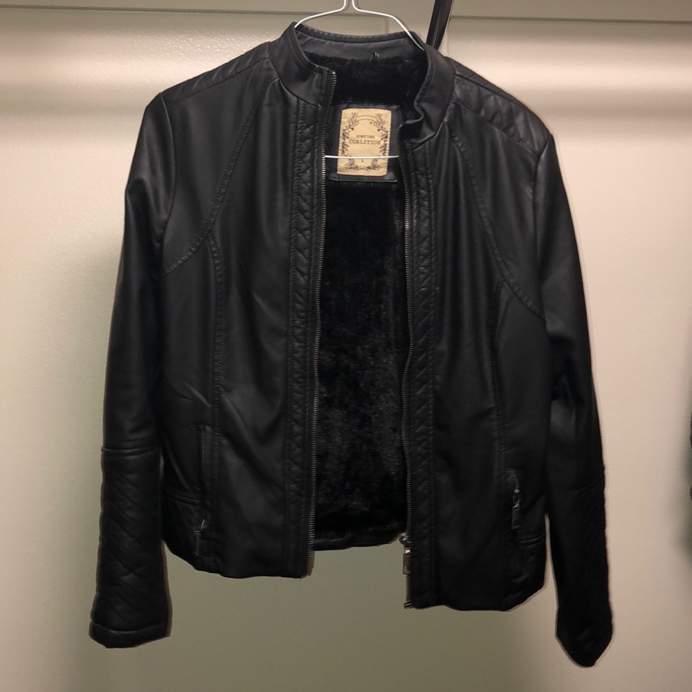 Fur on the inside leather jacket